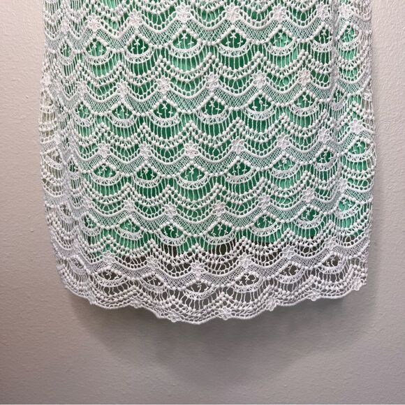 Southern Tide Sawyer Lace Sheath Dress Starboard Green Cream Sleeveless Women 4 - Picture 6 of 15